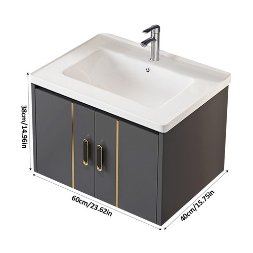 Bathroom Vanity 20 Inches Wall Mounted Cabinet w/Ceramic Sink Combo Faucet Drain - Picture 13 of 13