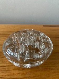 Vintage Clear Glass Flower Frog 13 Hole for Floral Arrangements 4.75" X 1. 75”