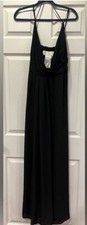 David s Bridal long georgette v neck size 4 black dress NEW with tags