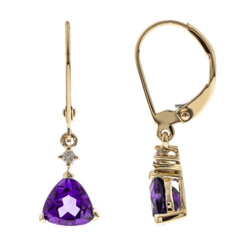 Orecchini pendenti goccia diamanti ametista 1,32 ctw finitura oro 14 kt argento 1,32 trilioni - Foto 2 di 2
