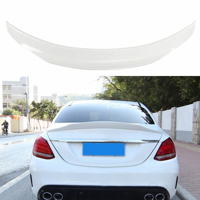 2015 white c class spoiler lip For Benz C-Class 2015-21 White PSM- Style Rear Spoiler Tail Trunk Lip Wing  Trim