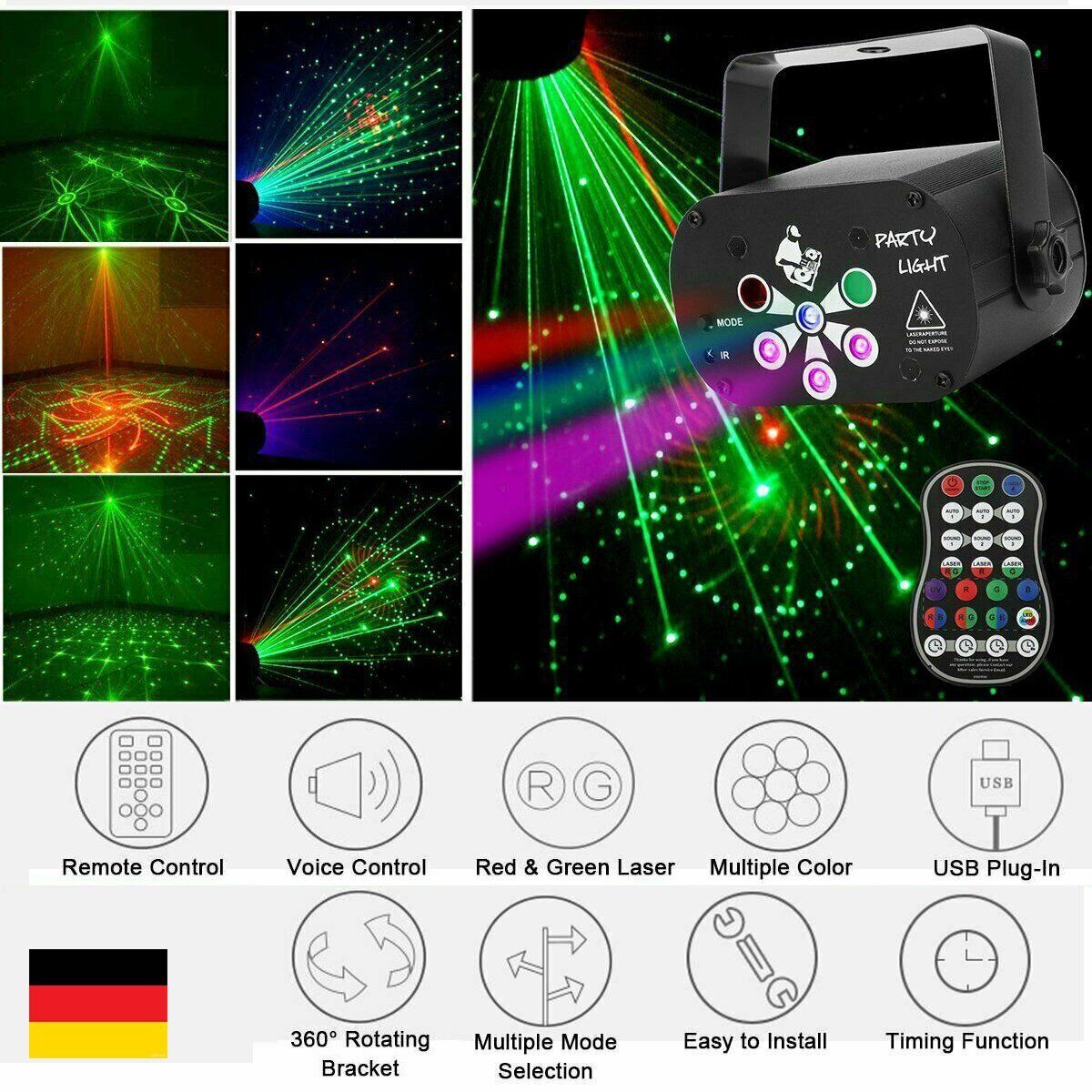 240 Muster Lichteffekt RGB LED Laser Projektor Disco Party Bühnenbeleuchtung DHL