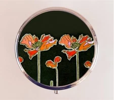 Art Nouveau Poppies Pill Box Case Pillbox Holder Trinket Poppy Flower Deco
