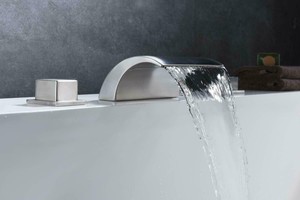Sumerain Roman Tub Faucet Brushed Nickel Waterfall Spout High Flow