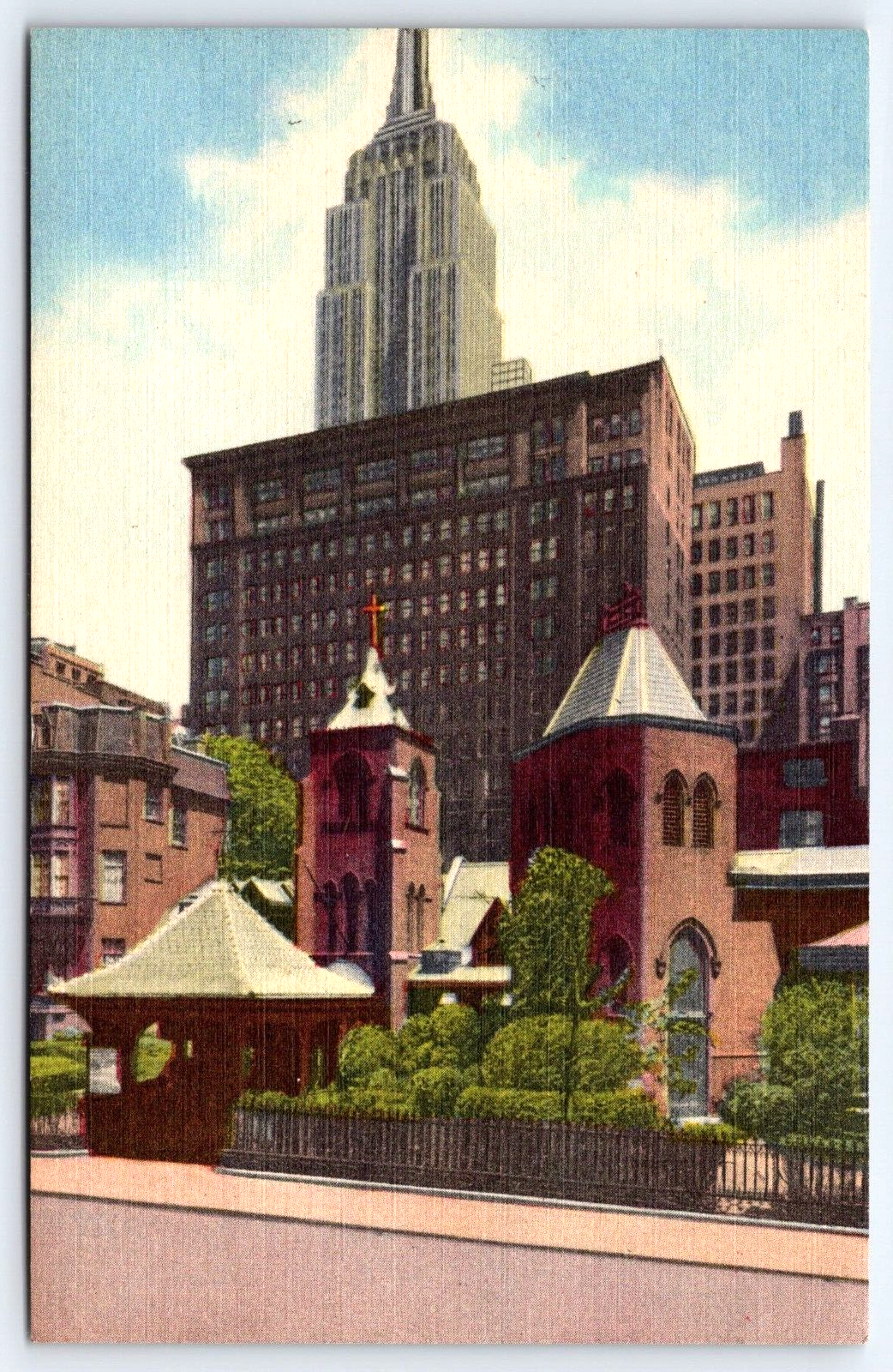 VINTAGE OLD ANTIQUE POSTCARD THE LITTLE CHURCH AROUND THE CORNER NEW YORK CITY