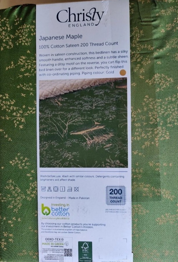 Christy Japanese Maple Luxury Kingsize Duvet Set 200TC rrp £130.00 New