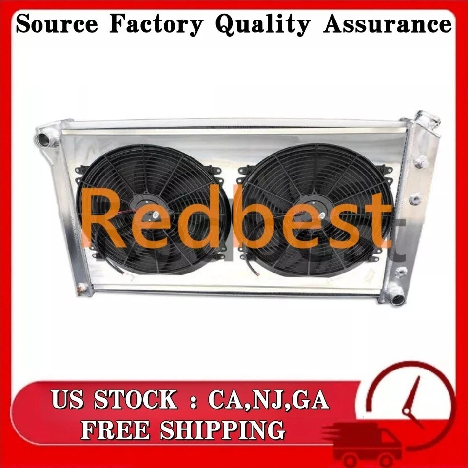 3Row Alum Radiator+Shroud Fan For 1989-1991 Chevy R2500 Suburban/GMC V3500 7.4L - Image 2 of 4