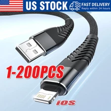 Braided Fast Charger Cable Heavy Duty USB lot Cord For iPhone 14 13 12 11 X XR 8