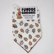 Fun Dog Bandana Beige with Brown Gray Colorful PAW PRINTS XS