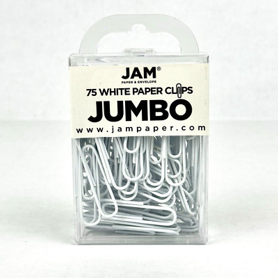 Large 2'' White Paperclips 75/Pack - Jam Paper Colorful Jumbo 2 inch Paper Clips