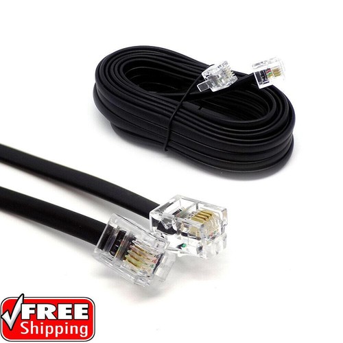 10m RJ11 ADSL Cable 4Pin Phone Router Internet Modem Lead Black Telephone BT SKY