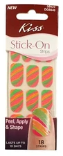 Kiss Stick-On Peel Apply and Shape 18 Strips/Nail Pink+Green+Orange Neon Glitter
