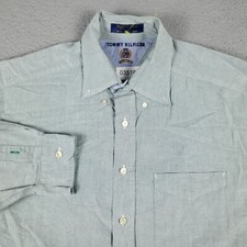 Tommy Hilfiger Shirt Mens 17 Green Dress Button Up Long Sleeve 