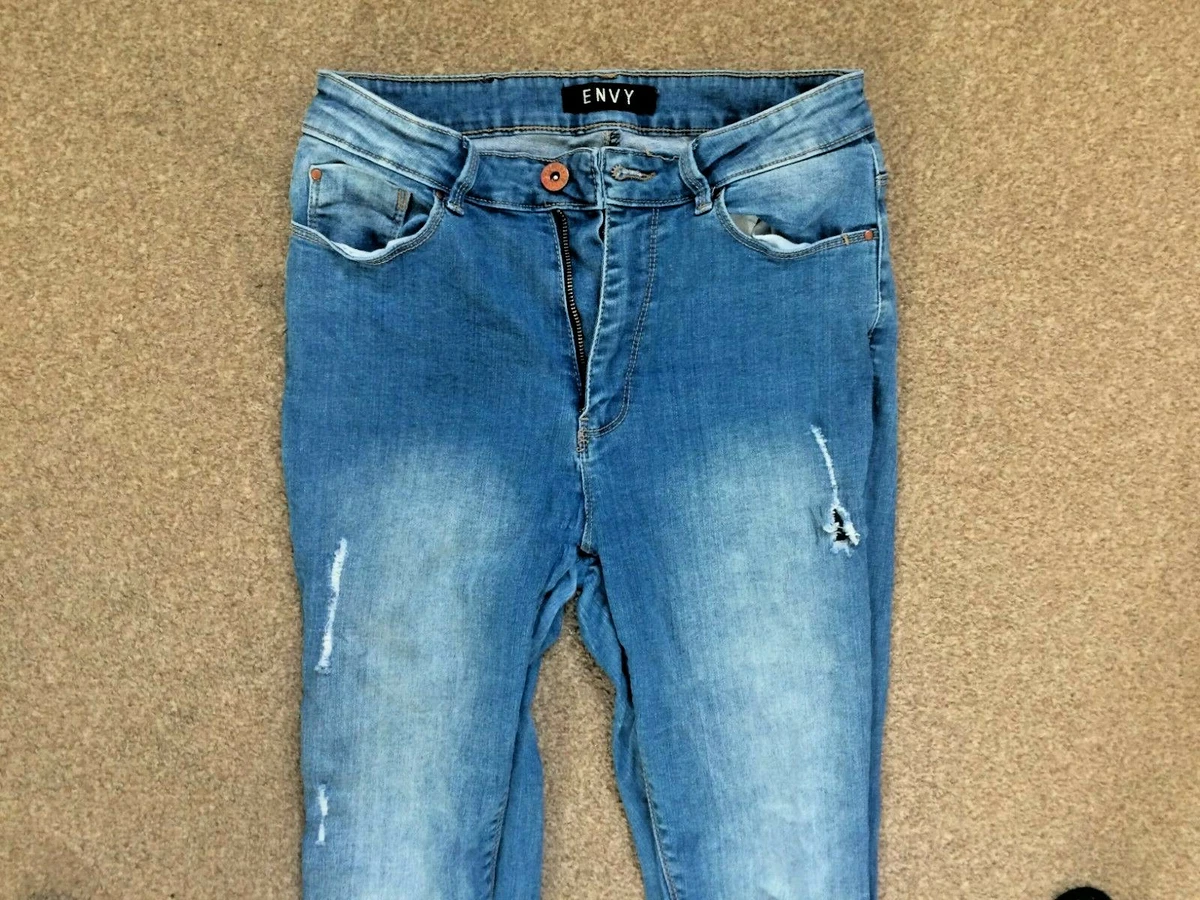 Peacocks Envy Blue Ripped High Waist Distressed Denim Jeans Size 10