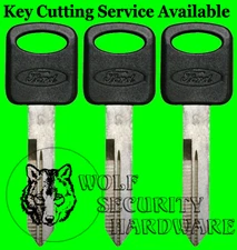 Lot of Three (3) OEM Ford Logo Black Plastic Molded Key Blank Uncut *IN STOCK*