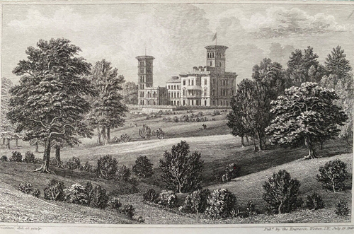 Impresión antigua de 1849; Casa Osborne, Isla de Wight después de G. Brannon. - Imagen 2 de 2
