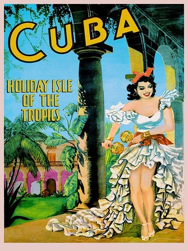 Póster de viaje vintage de Giclee de lona enmarcada en Cuba Holiday Isle - Imagen 6 de 6