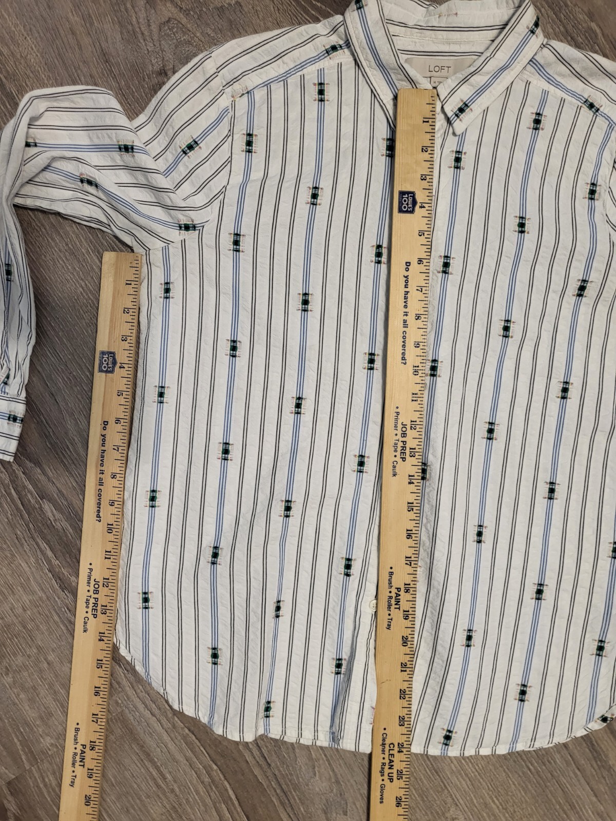 Loft Pinstripe Women's Mini Patchwork Button Up L… - image 4