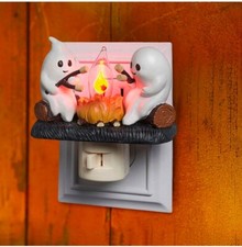2024 Ghost Campfire Flickering Nightlight,3D Spooky Fire Marshmallow Night Light