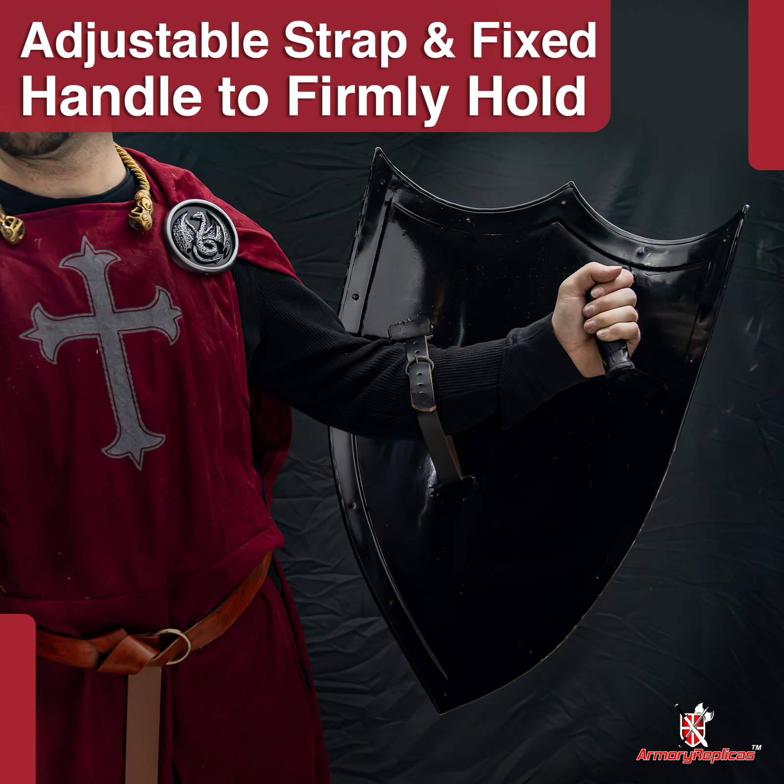 Medieval 20G Steel Shield Polished Finish Renaissance Faire LARP Armor Prop