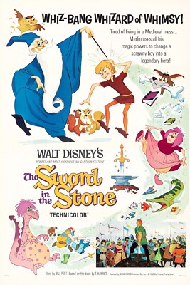 1963 Walt Disney The Sword In The Stone Movie Poster 11X17 King Arthur    