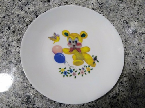 TIRSCHENREUTH Set VTG Bunny Patterned Porcelain Bowl & Teddy Bear Plate GERMANY - Picture 5 of 9