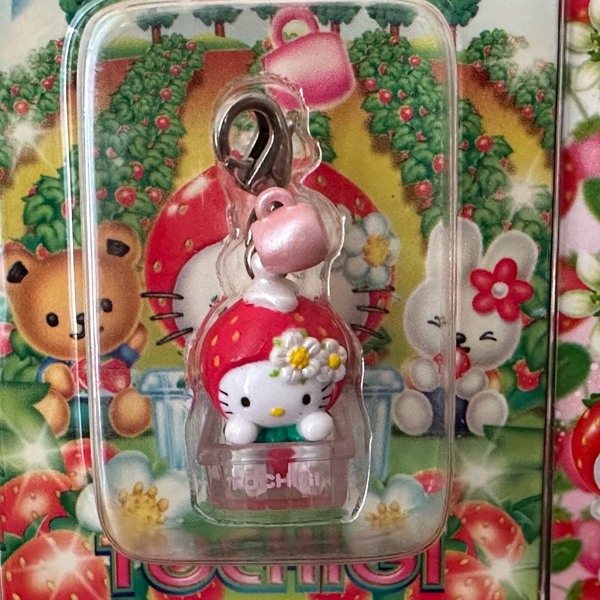 Hello Kitty Strawberry Zipper Mascot Keychain Set of 2 Vintage