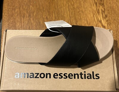 Amazon Essentials Women's Criss Cross Sandal size 9 New In Original Box Black
