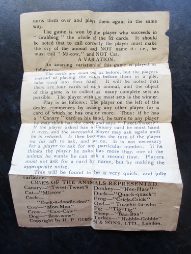 JUEGO DE CARTAS VINTAGE ANIMAL GRAB DE H P GIBSON COMPLETO 1920-40s e INSTRUCCIONES Y - Imagen 5 de 7