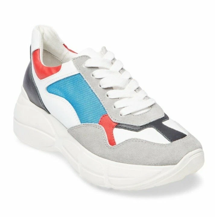 Steve Madden Memory Sneaker Multi White Blue Suede Red Grey Leat - Image 2 of 4