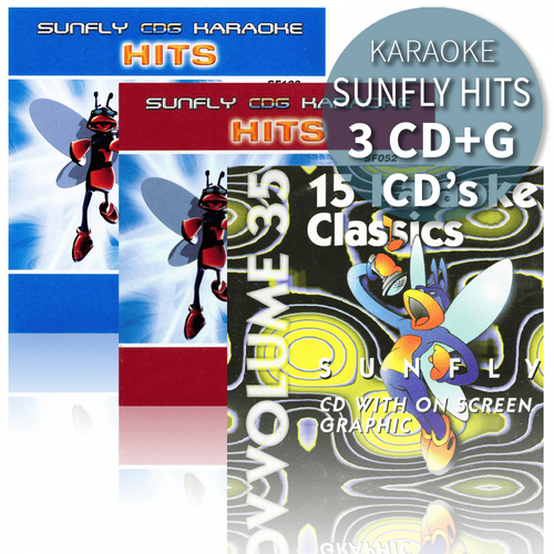 Sunfly Karaoke Hits Triple CDG Set CD+G Discs 40 Chart Hit Tracks