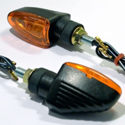 Mini- Blinker ARROW GROOVED schwarz kurze Ausführung gelbes Glas M8 E-geprüft