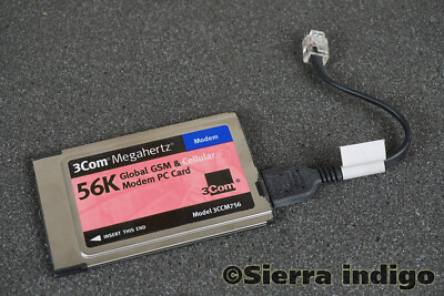 3CCM756 3Com 56KGSM & Cellular Modem PCMCIA PC Card with 530-2981 Cable