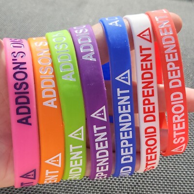 ADDISON-KRANKHEIT & STEROIDABHÄNGIGES Silikon 2 IN 1-Warnband! Tolle Farben!