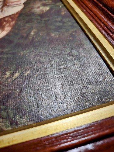Antique Chromolithograh 17 X 14 Framed Reinhart Boy Girl Signature Sq Nails - Picture 11 of 17