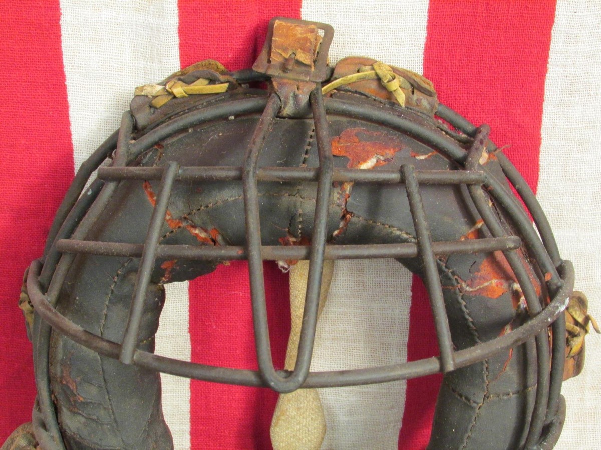 VINTAGE Masque Attrape Baseball Diamant Cage Spitter Tampons