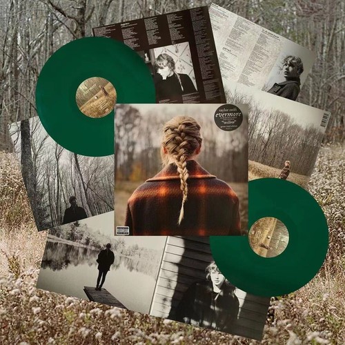 Taylor Swift Evermore 2x Green Vinyl LP NEW SEALED Deluxe Edition - Picture 1 of 4