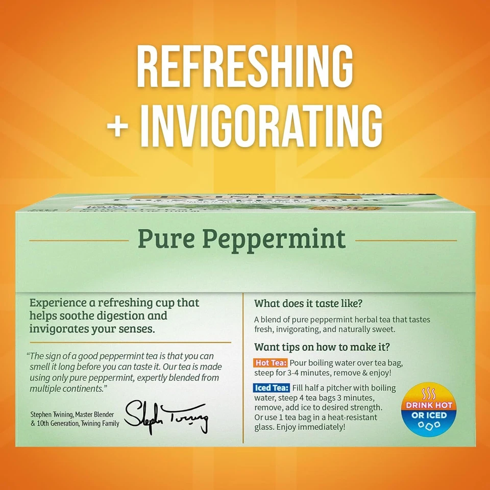 Twinings of London Pure Peppermint Herbal Tea Bags, 50 Count,3.53 oz (pack of 6) - Image 2 of 4