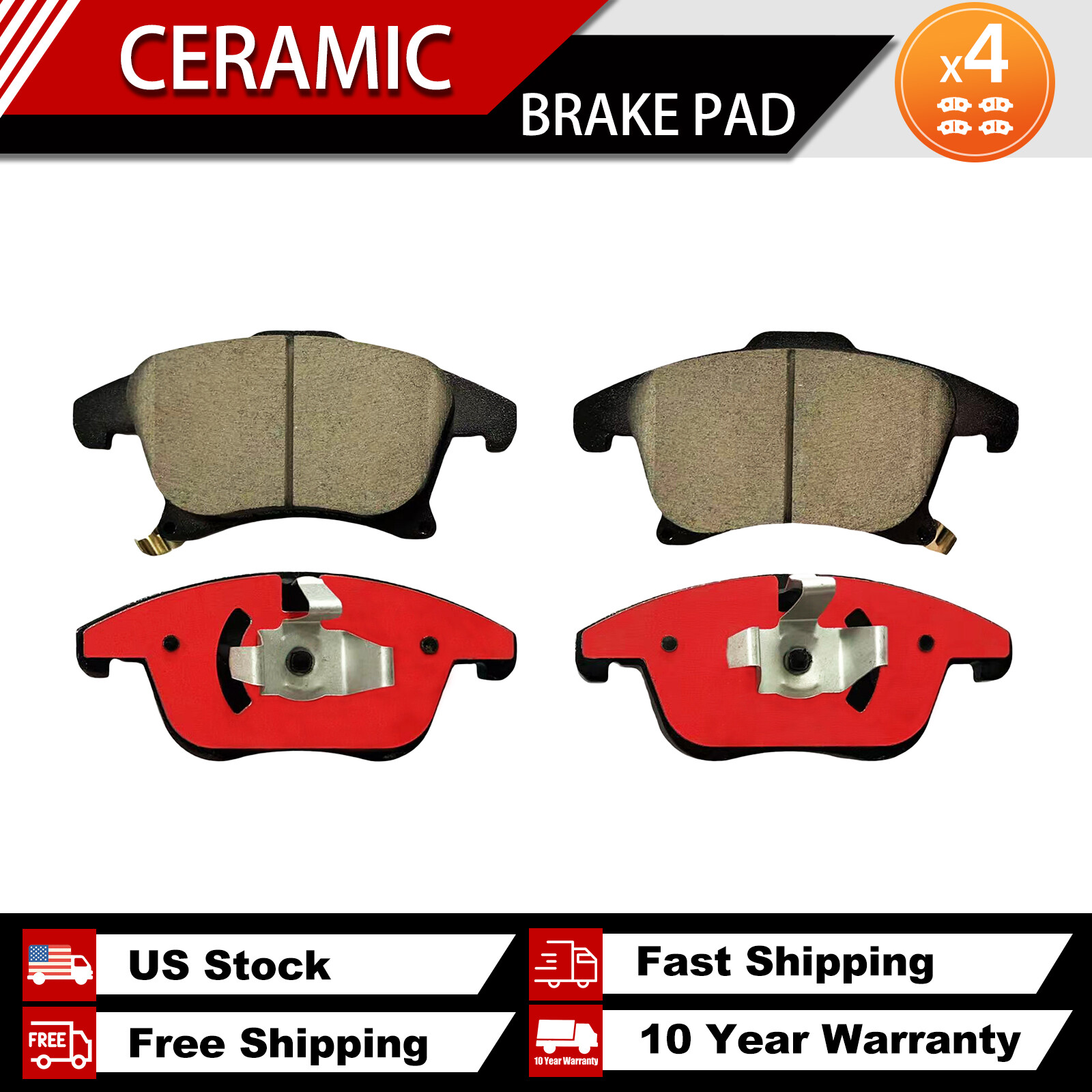 Front Ceramic Disc Brake Pads D1653 for Ford Fusion 2013-20, Lincoln MKZ 2014-20