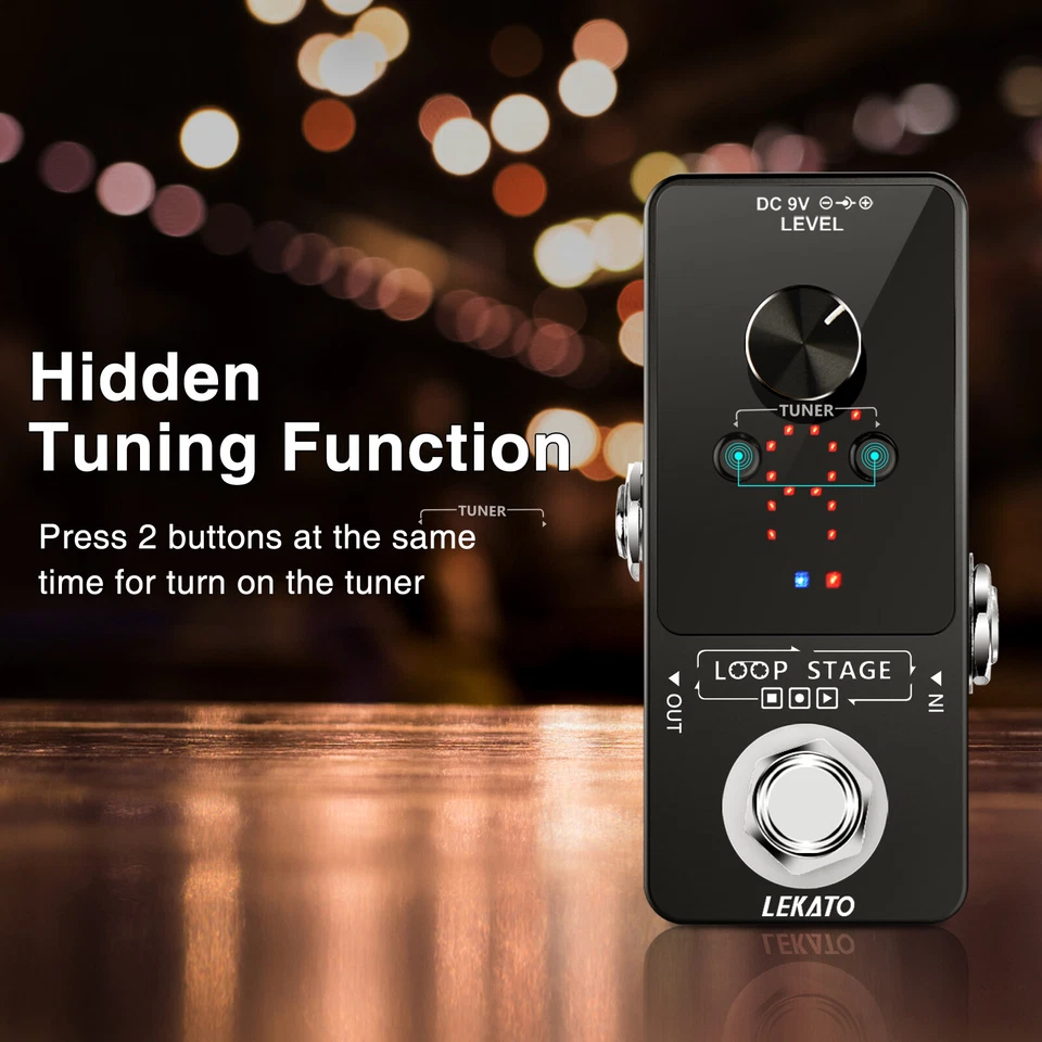 LEKATO Guitar Looper Effect Pedal Tuner 40 Mins 9 Slots Looping Recording UK - Image 3 of 4