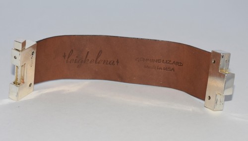 Leigh Elena Project Paz Exotic Lizard Skin Wide Jigsaw H Cuff Bracelet - Picture 9 of 9