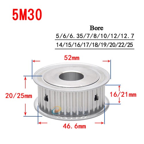 HTD-5M 25-38T Timing Belts Pulley AF-type Drive Pulleys For 15/20mm Width Belt - Picture 8 of 12