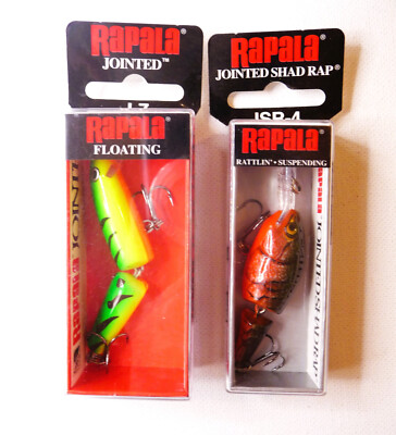 2 RAPALA Jointed, Jointed Shad Rap Lures J07 FT, JSR04 RCW