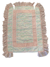 Pink Pastel Tulips Toddler Bed/Crib Comforter Skirt/Dust Ruffle Ribbons Lace