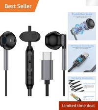 USB-C Wired Earbuds for Google Pixel iPhone - HIFI Comfort Sound, Black