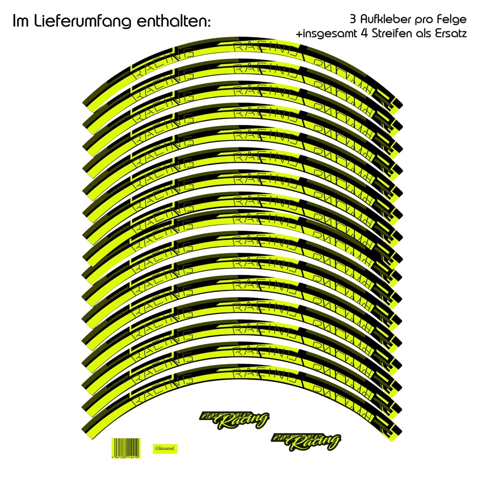 Adesivi Set Completo Design Accessori 15-19 Pollici Strisce Giallo MR018 - Immagine 2 di 4