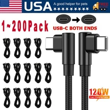 90 Degree Angle USB-C to USB-C Charger Cable Fast Charging Type Sync Cord Lot