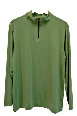 Real Essentials Men s Size Large 1/2 Zip Pullover Olive Green Long Sleeve Active