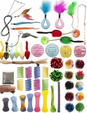 Cat Toys 50 Pcs for Indoor Cats,Interactive Door Hanging Mice Feather Cat Spr...