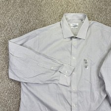 NEW Calvin Klein Steel Button Up Shirt Mens Size 18 34-35 2XL White Gray Check